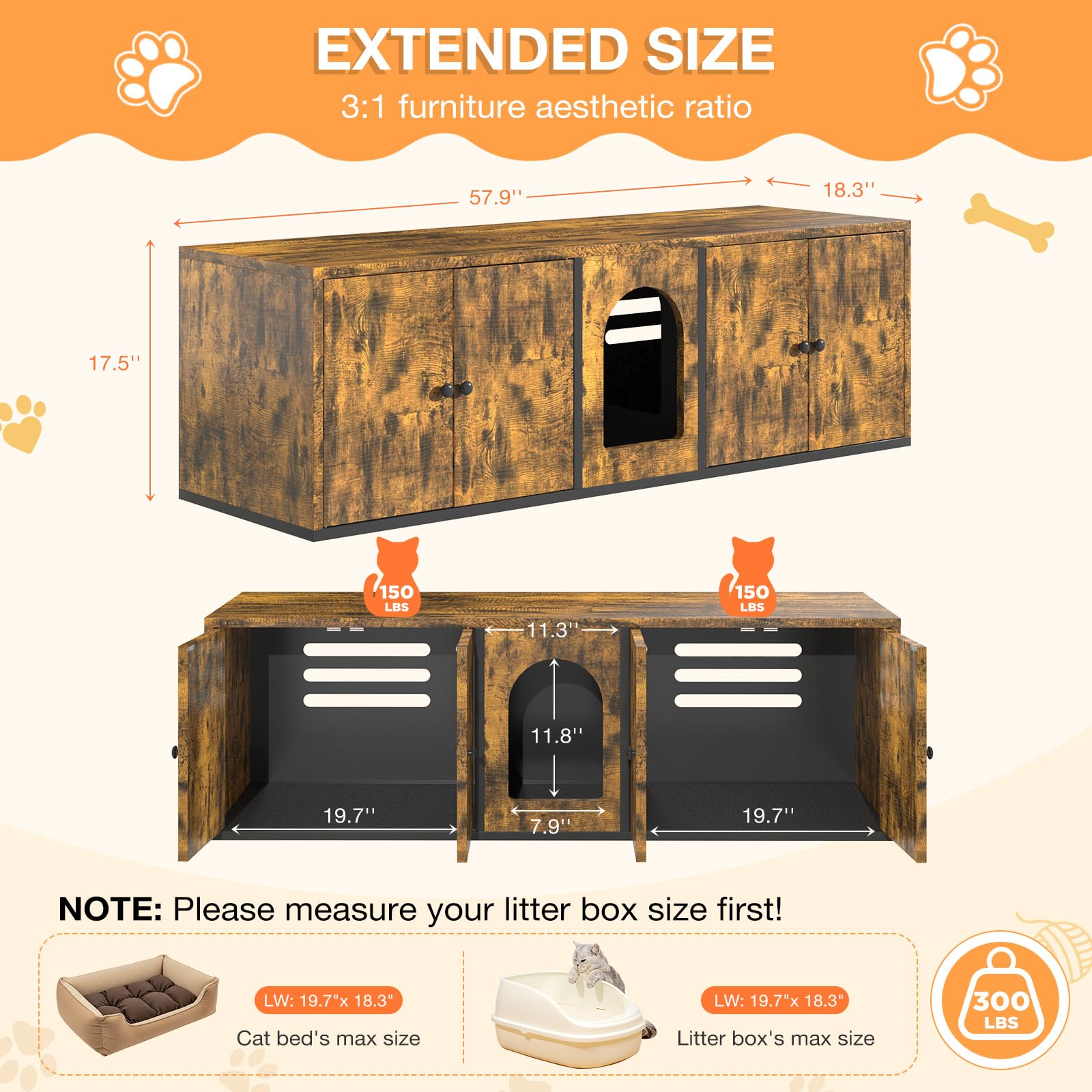 YODOLLA Cat Litter Box Enclosure with Double Room and Large Storage Spacebest