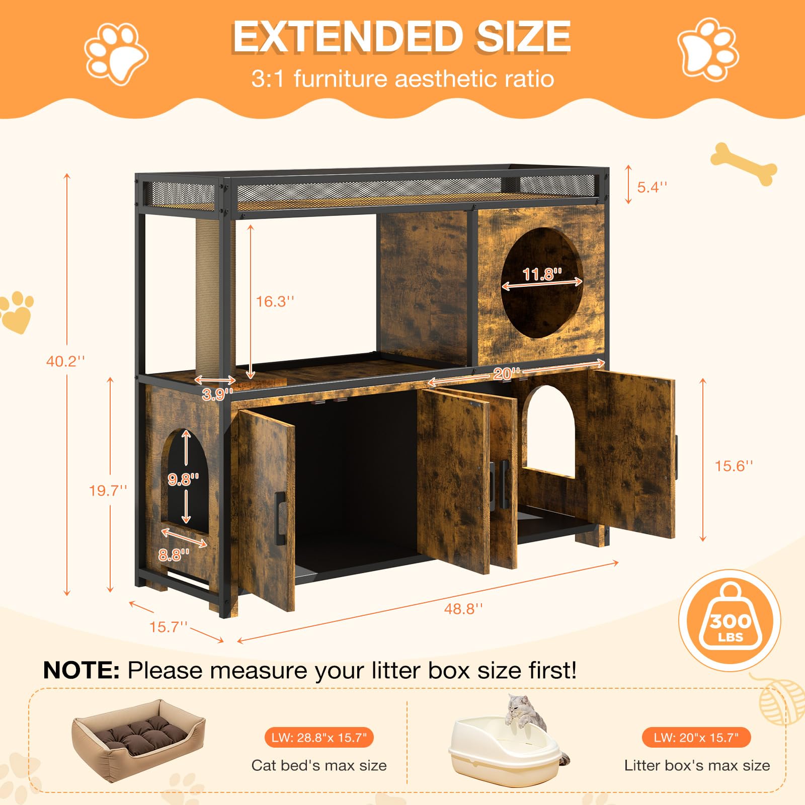 YODOLLA Cat Litter Box Enclosure with Scratching Postbest