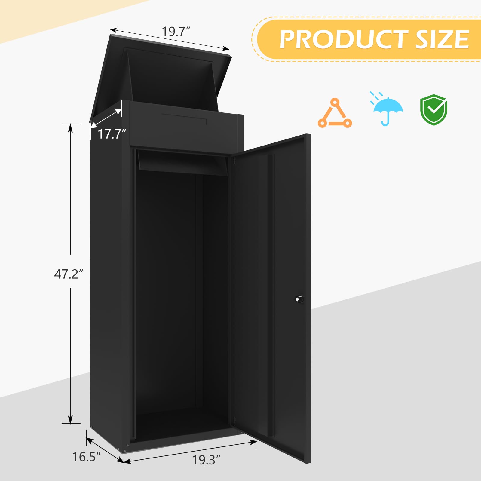 YODOLLA Package Delivery Box for Outside, Black (47.2"x17.7"x19.7")best