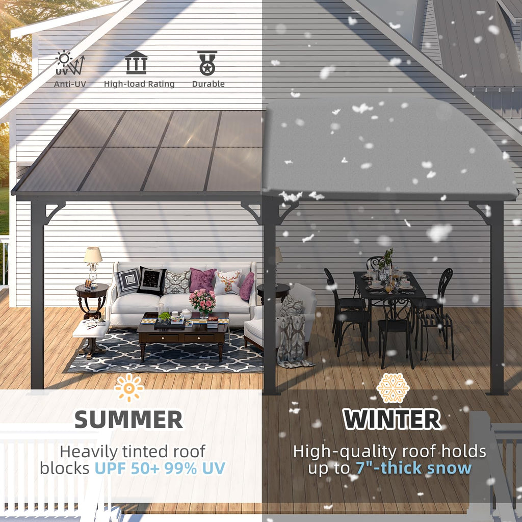 YODOLLA 16' x 10' Adjustable Height Outdoor Lean to Gazebo Pergolabest