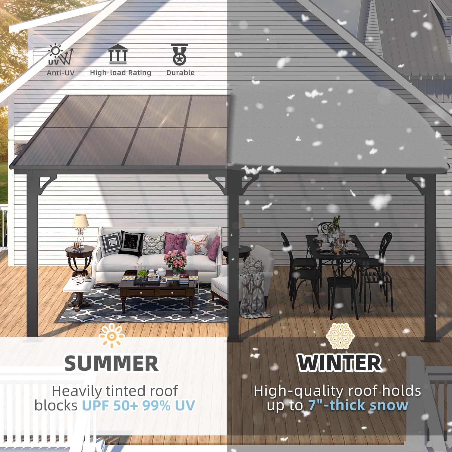 YODOLLA 16' x 10' Adjustable Height Outdoor Lean to Gazebo Pergolabest