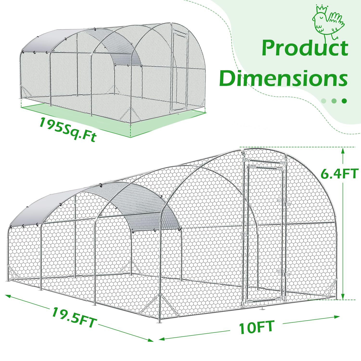 YODOLLA 6m Large Metal Chicken Cage with dome