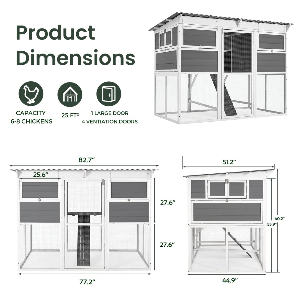 YODOLLA 83'' Extra Large Chicken Coop Wood Chicken House