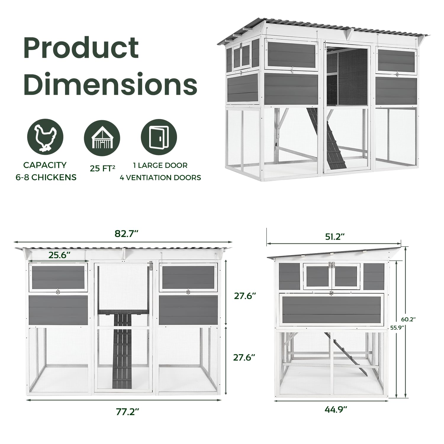 YODOLLA 83'' Extra Large Chicken Coop Wood Chicken House