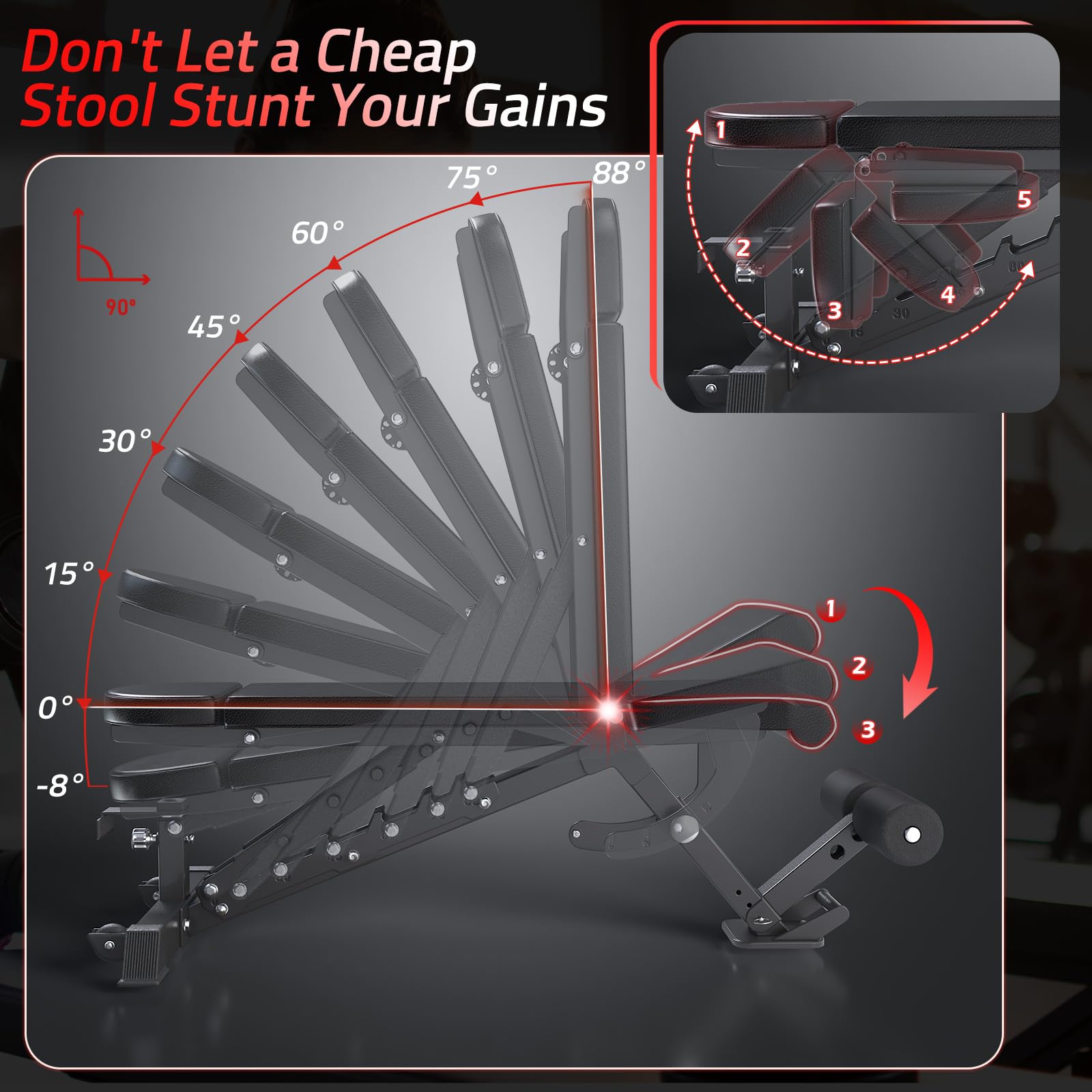 YODOLLA Adjustable Weight Bench 1300 lbs Capacity Bench