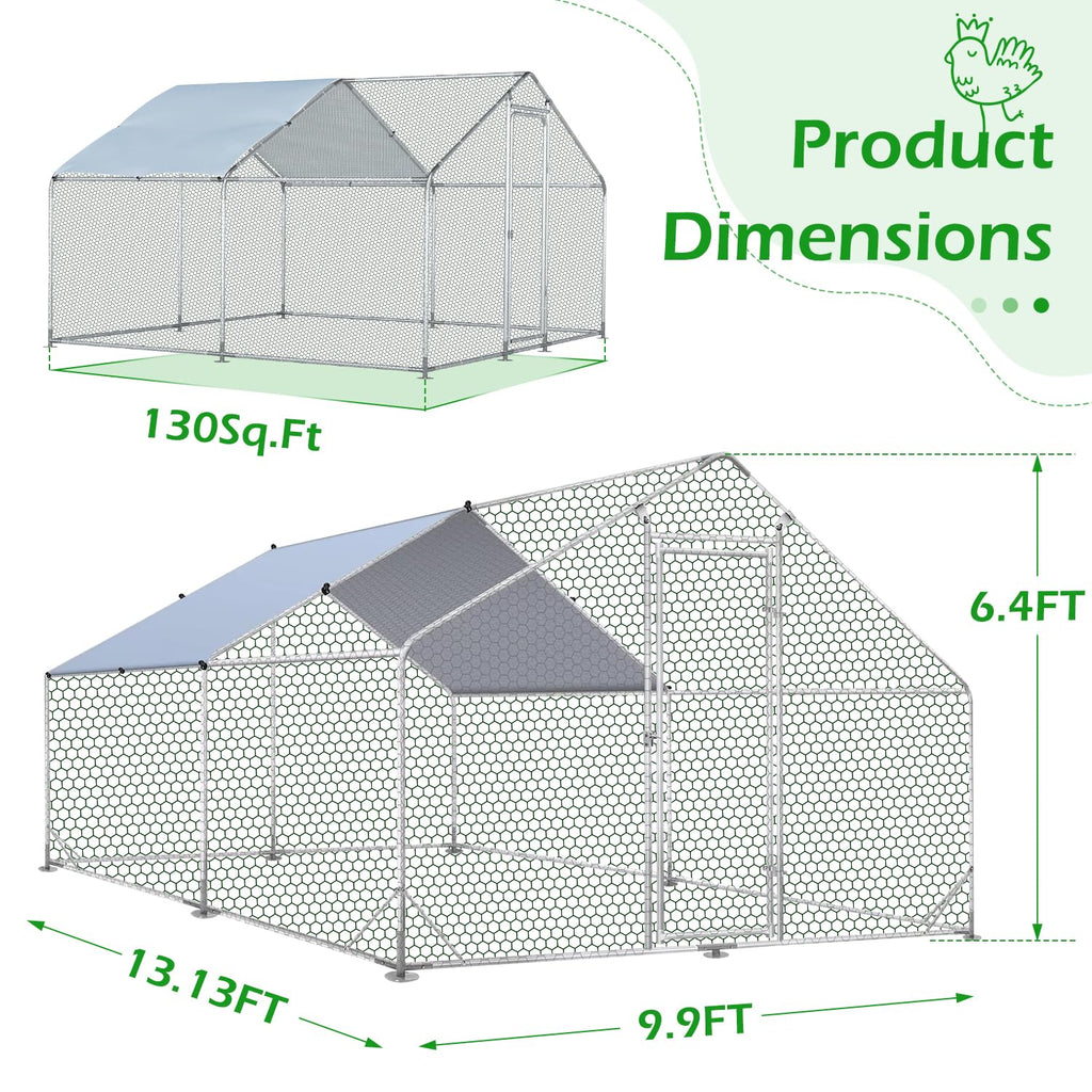 YODOLLA 4m Large Metal Chicken Cage with a pointed roof