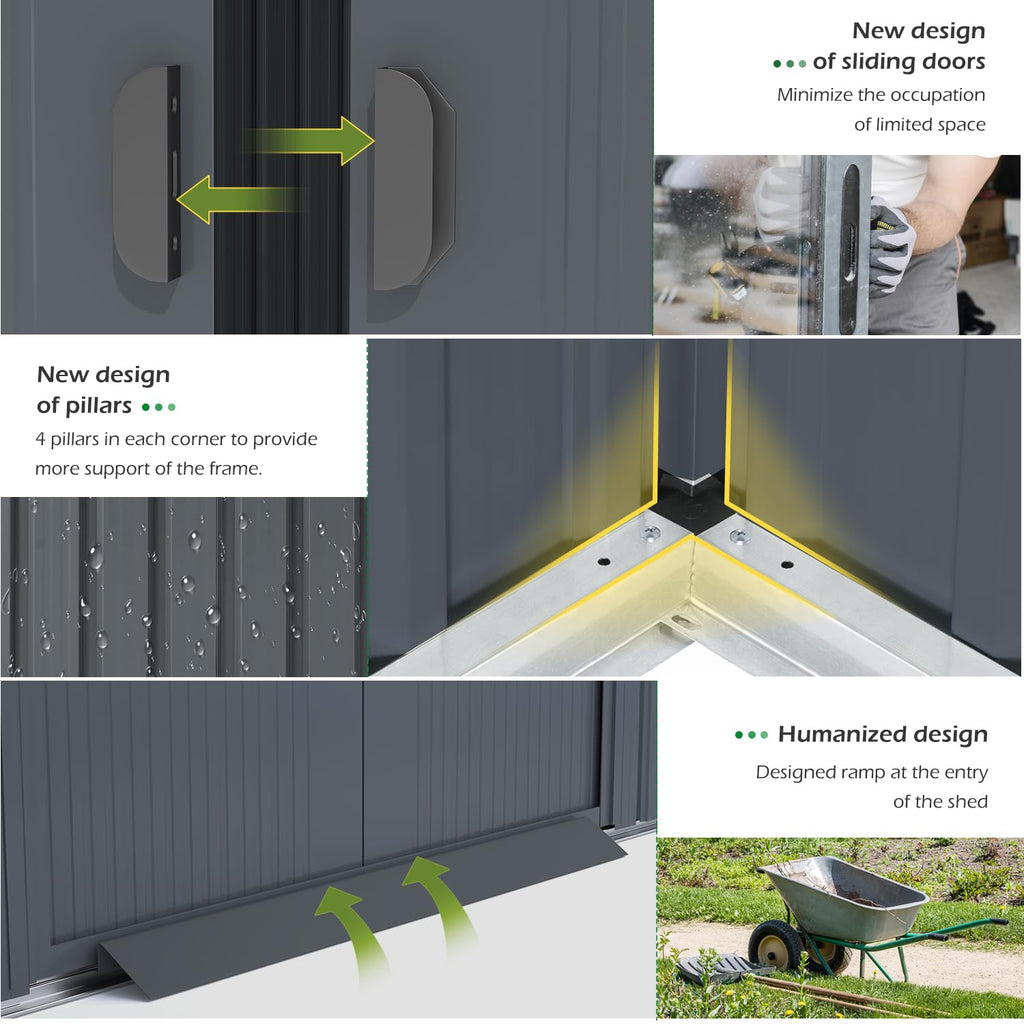 YODOLLA 12' x 14' Outdoor Storage Shed with Sliding Door