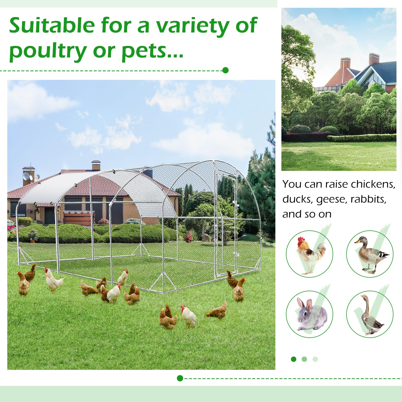 YODOLLA 6m Large Metal Chicken Cage with dome