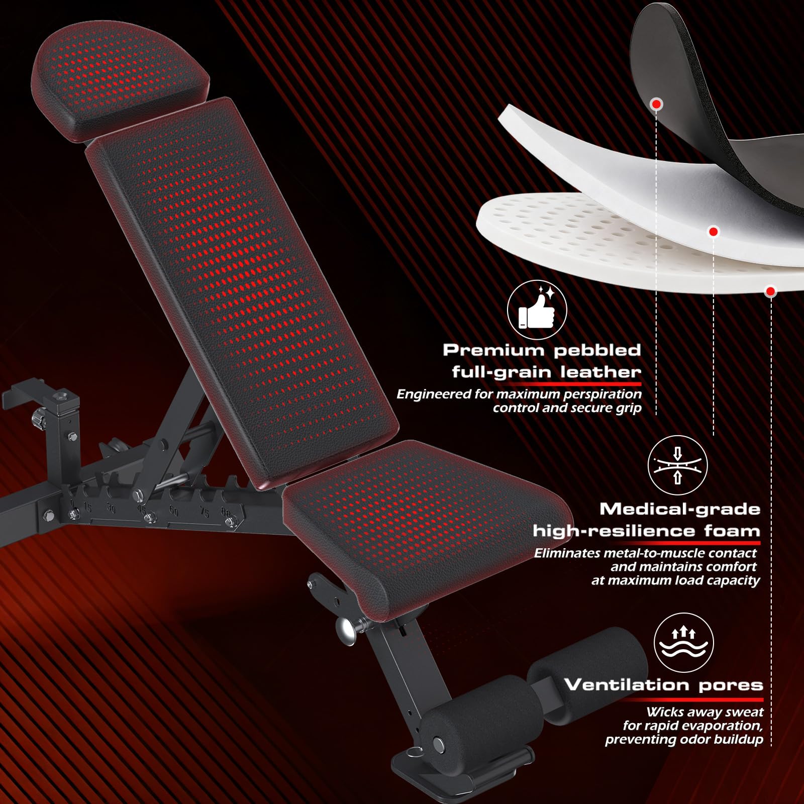 YODOLLA Adjustable Weight Bench 1300 lbs Capacity Bench