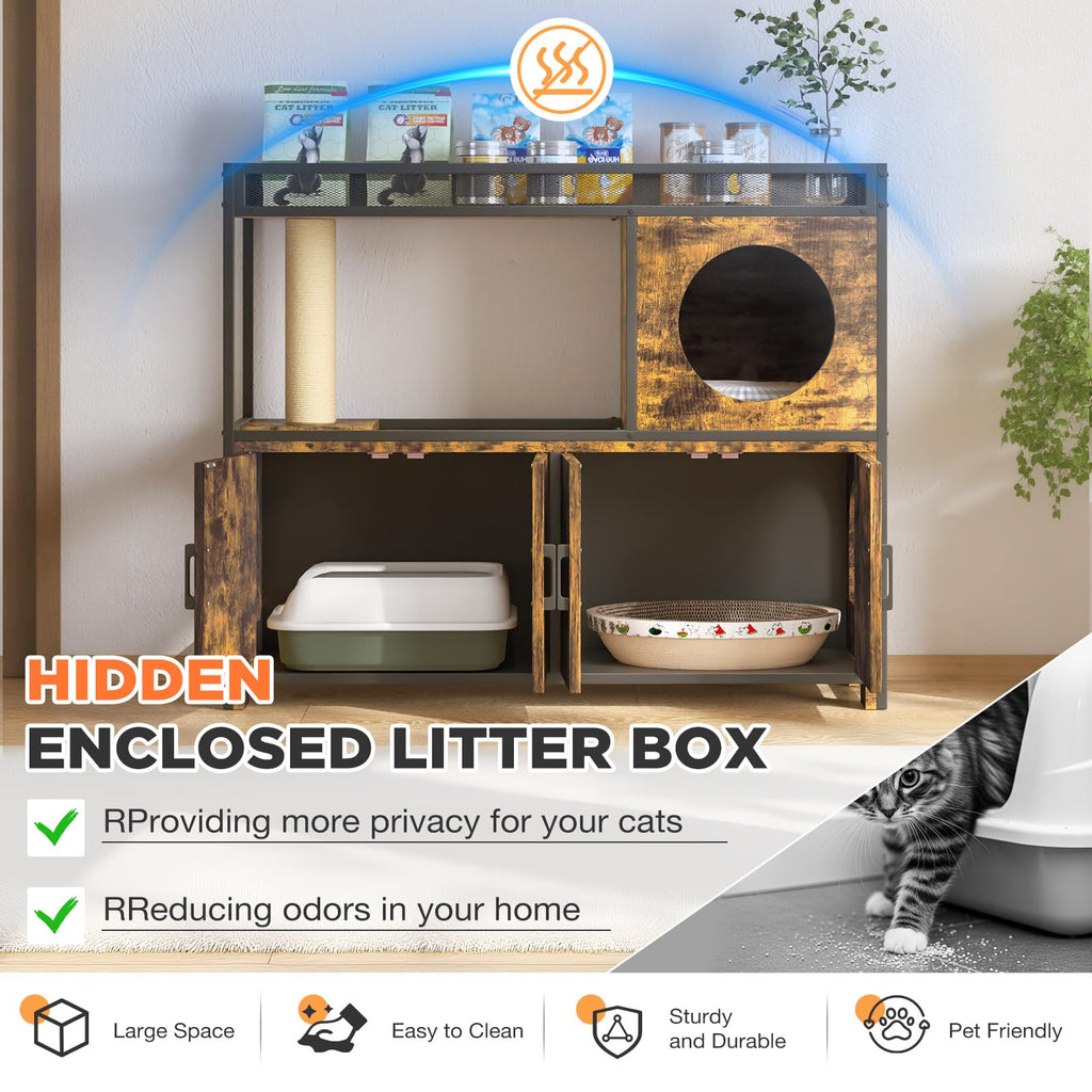 YODOLLA Cat Litter Box Enclosure with Scratching Postbest