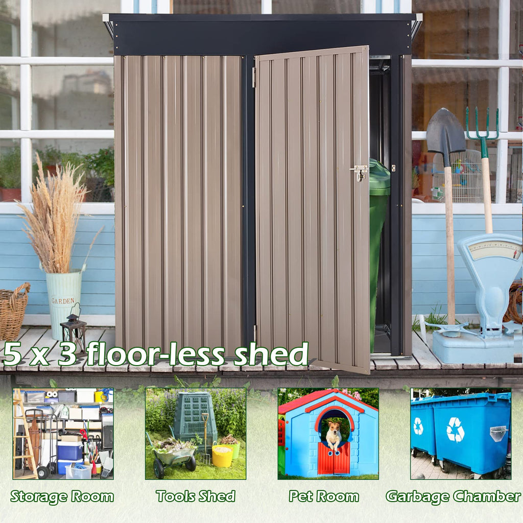 YODOLLA 5'x3' Outdoor Storage Shed