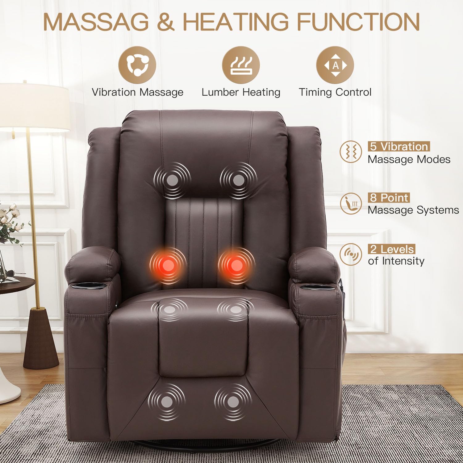 YODOLLA 3 PCS Leather Recliner Sofa Setbest