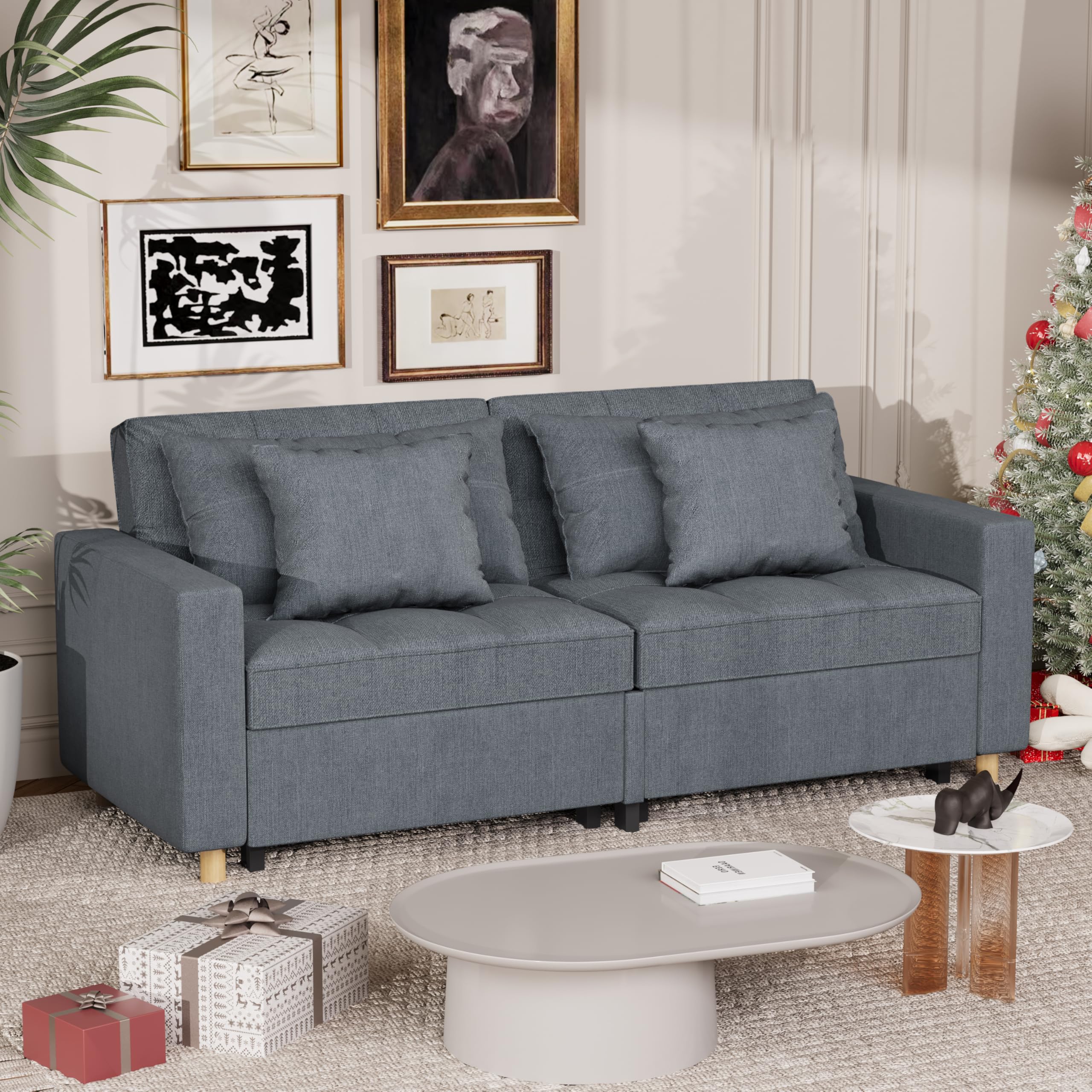 YODOLLA Comfortable 3-1 Convertible Sofa Bed, Dark Gray