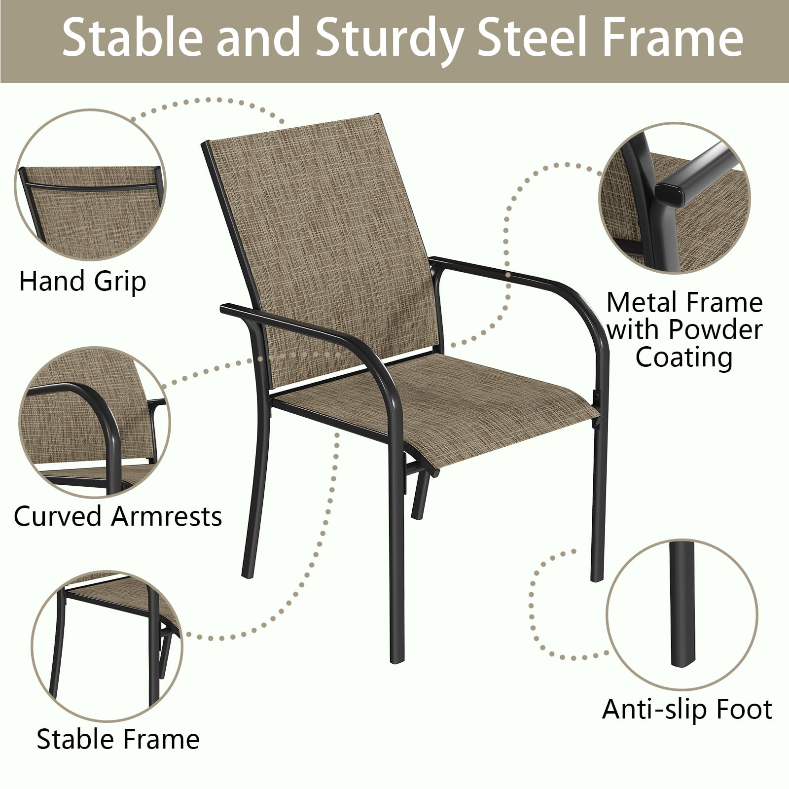 YODOLLA Patio Dining Chairs Set for 4, Stackable Textilene Patio Chairsbest