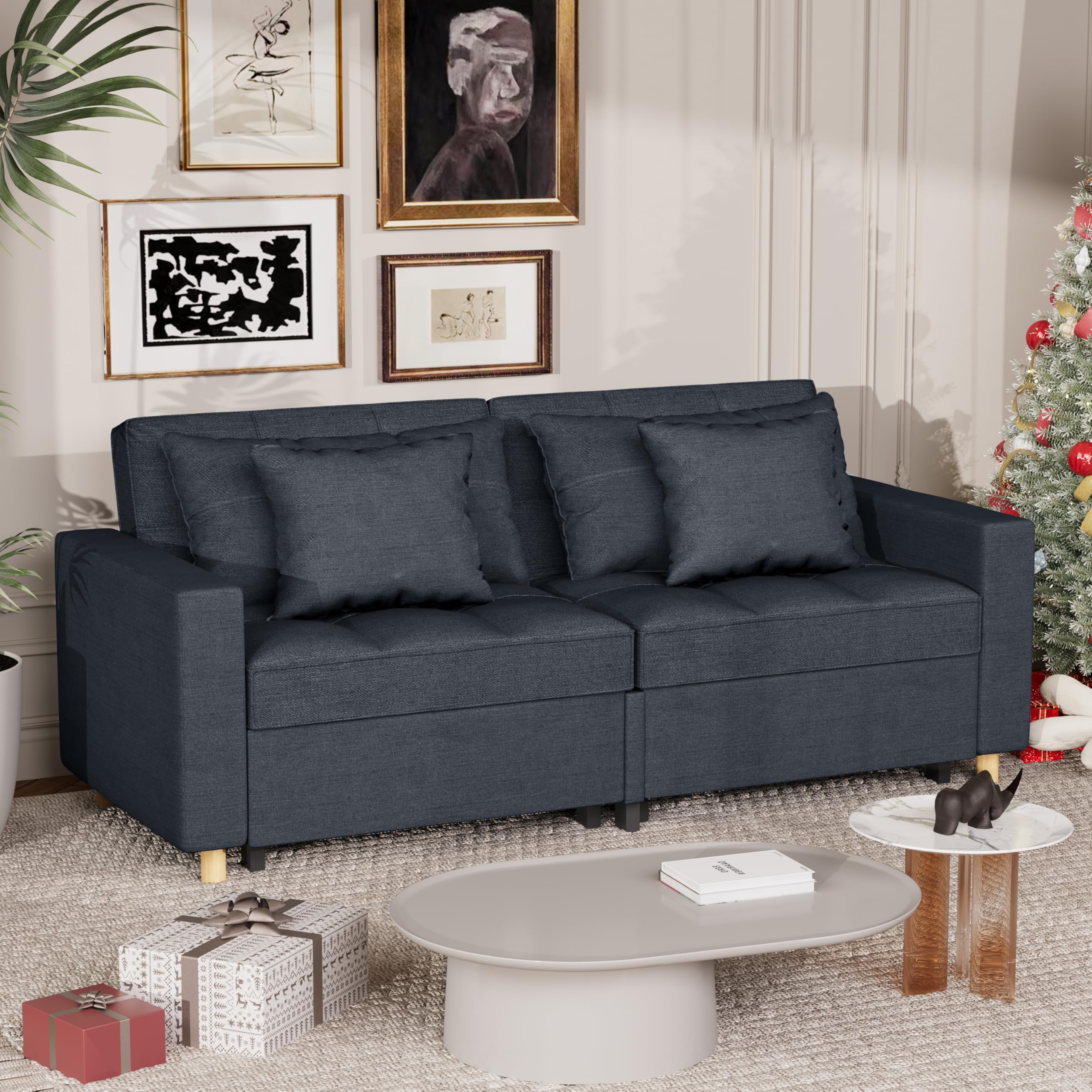 YODOLLA Comfortable 3-1 Convertible Sofa Bed,Navy
