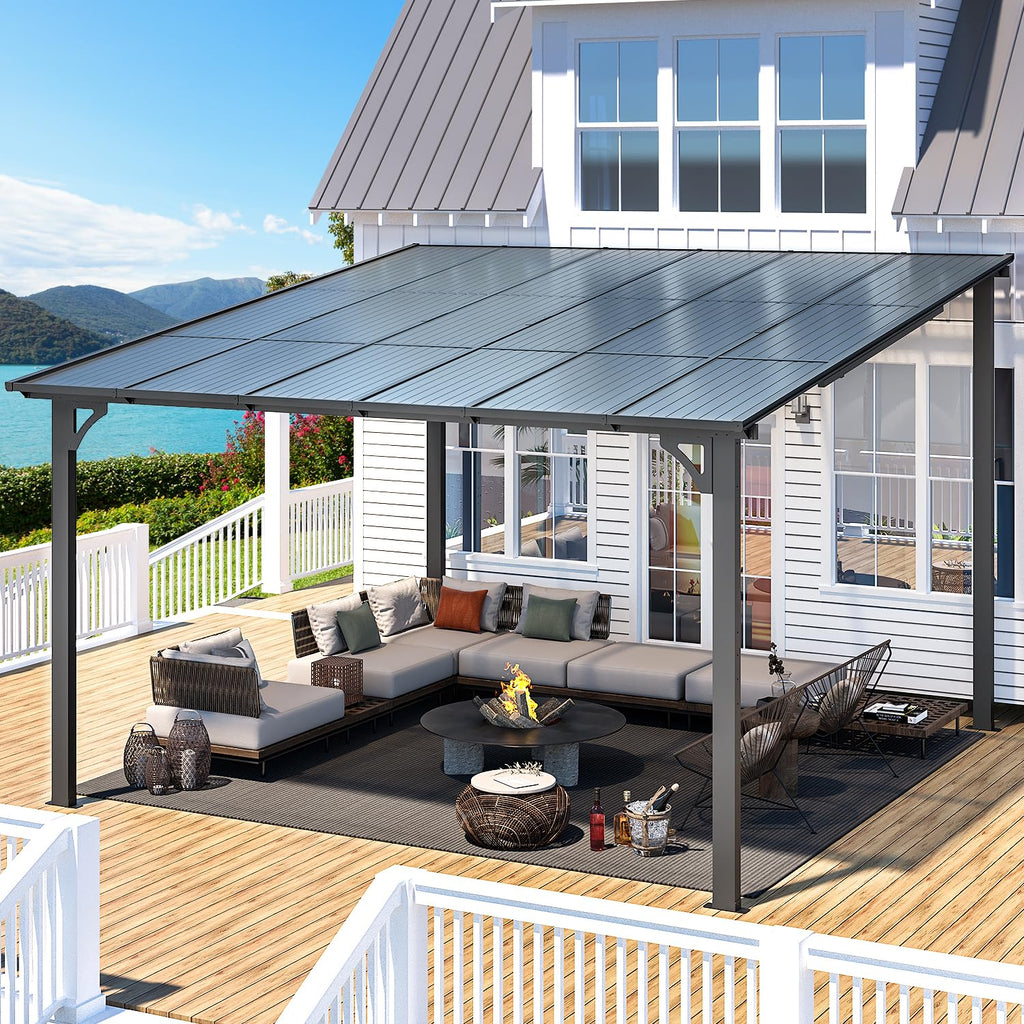 YODOLLA 12' x 12' Large Outdoor Wall Mounted Gazebos, Dark Graybest