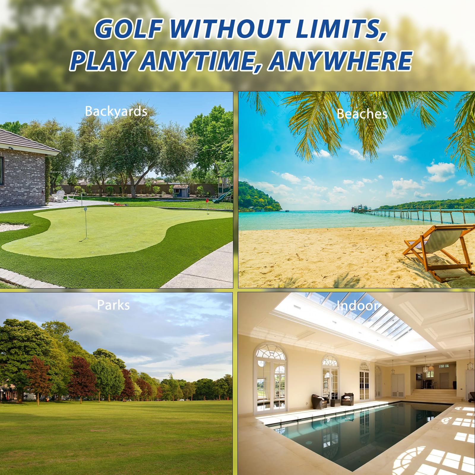 YODOLLA Bucket Yard Golf Game with Clubs 9 Hole Set Portable Low Tide Golf Gamebest