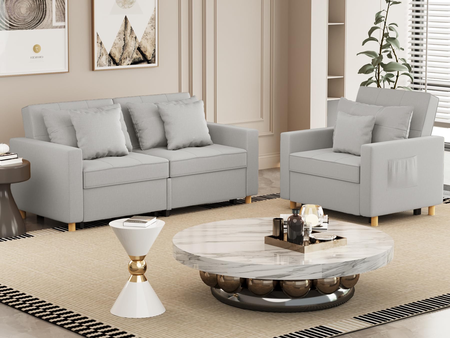 YODOLLA Comfortable 3-1 Convertible Sofa Bed, Gray