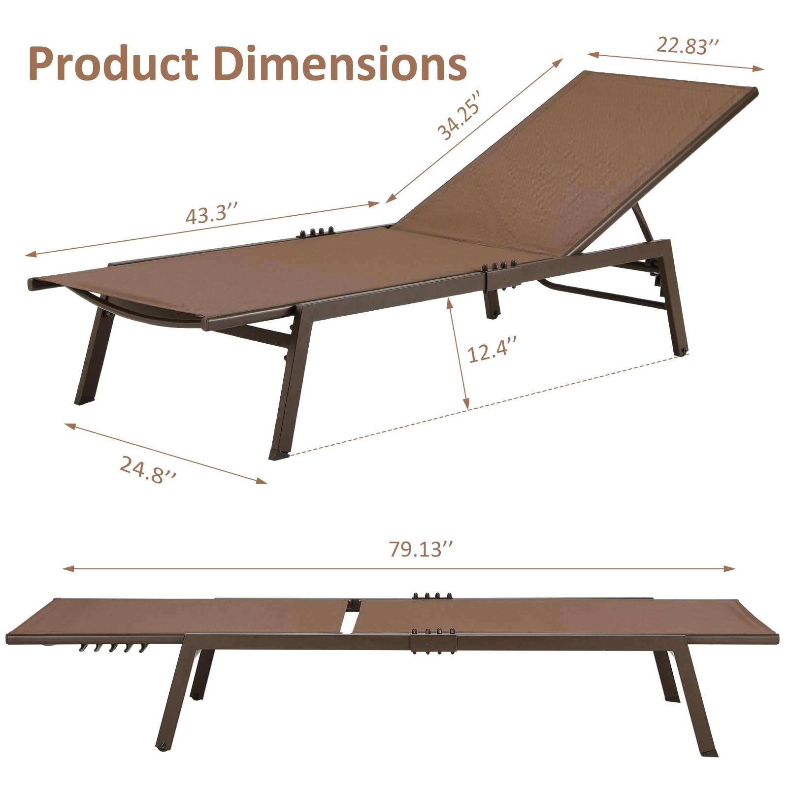 YODOLLA Curved Design Pool Lounge Chairs, Brown