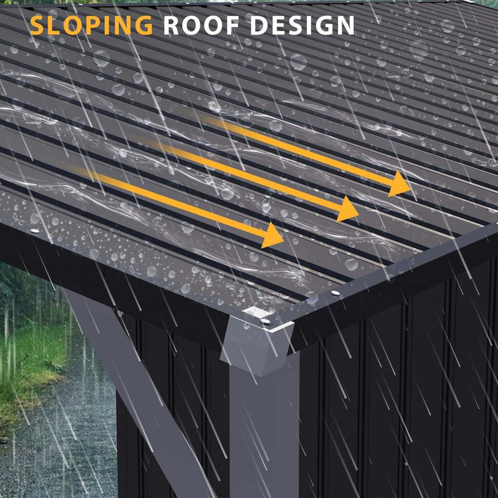 YODOLLA 14' x 5' Outdoor Open-Sided Metal Storage Shed