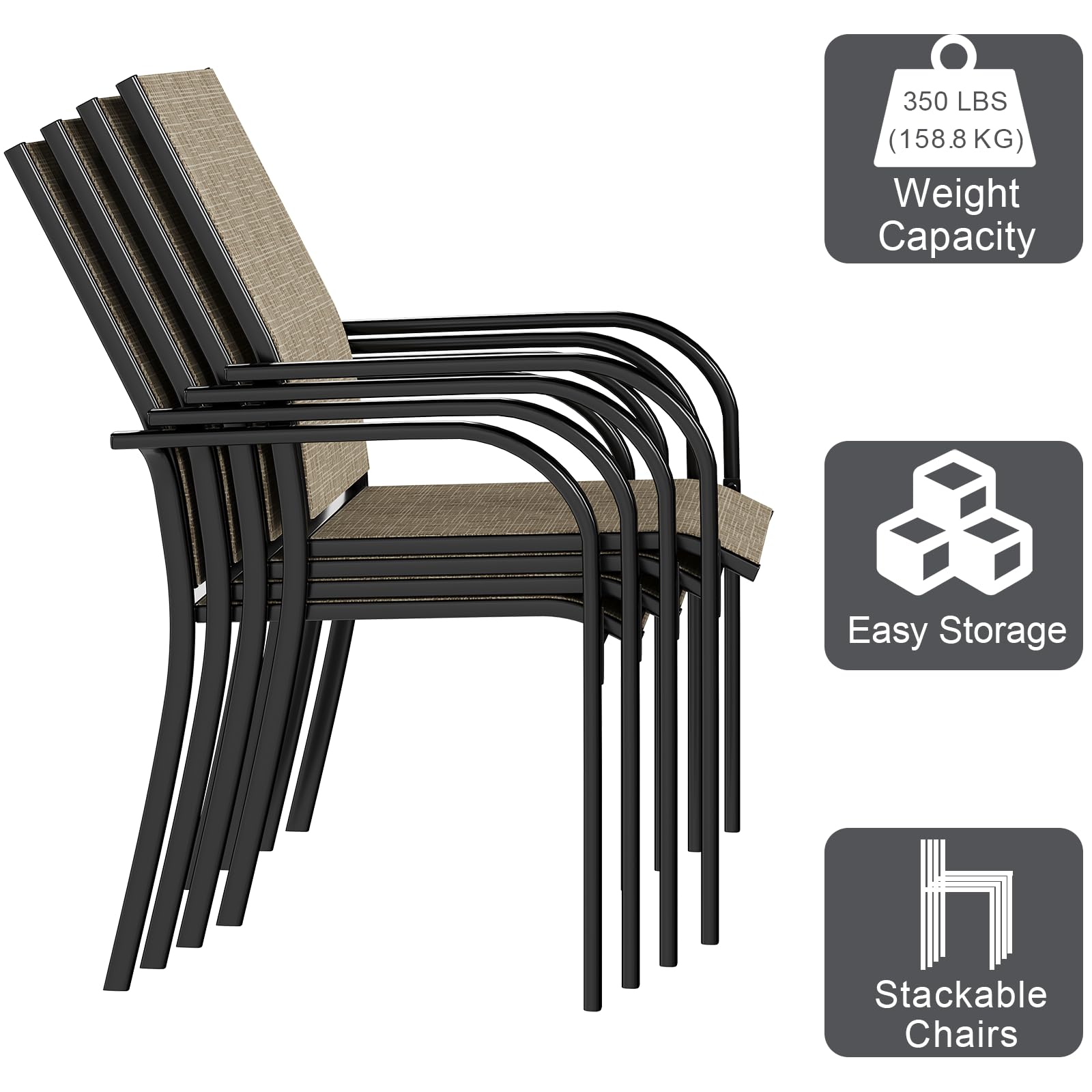 YODOLLA Patio Dining Chairs Set for 4, Stackable Textilene Patio Chairsbest