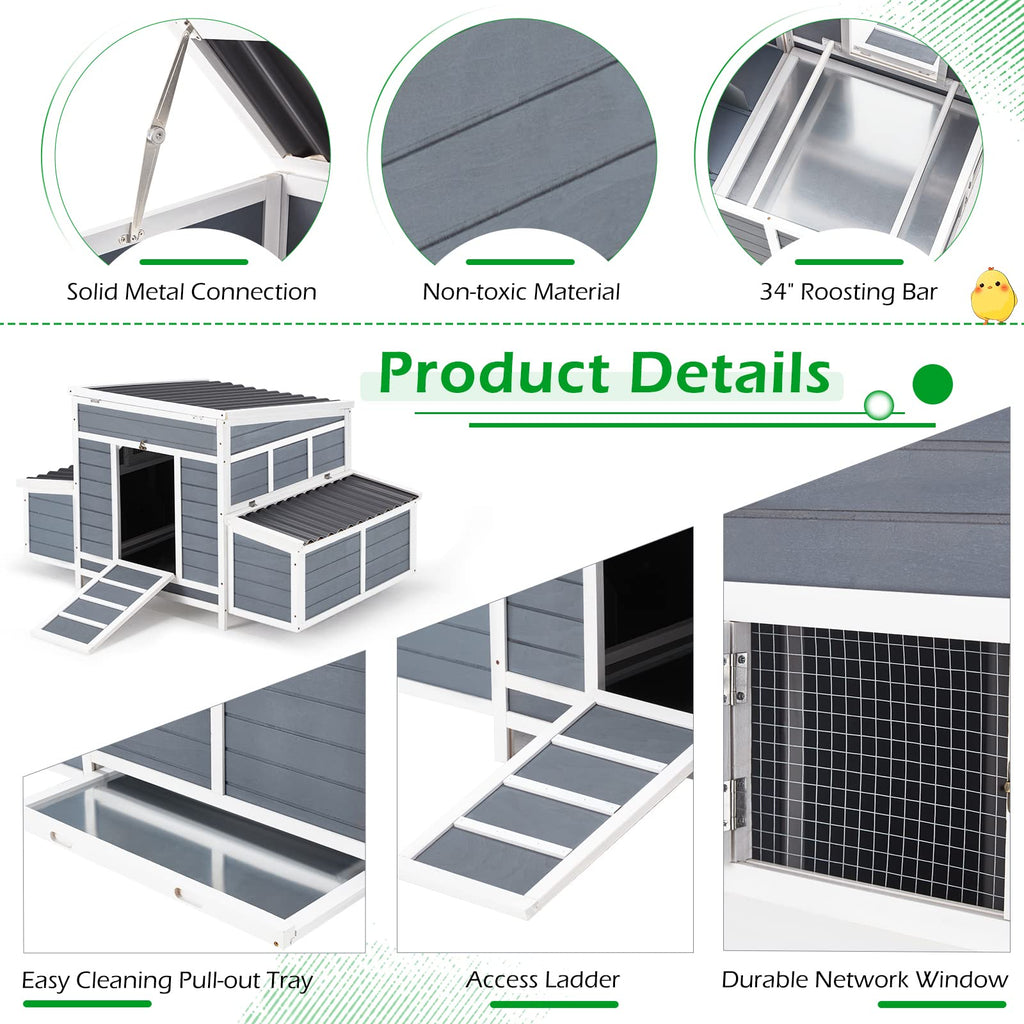 YODOLLA 56" Large Chicken House Hen House for 6 Chickensbest