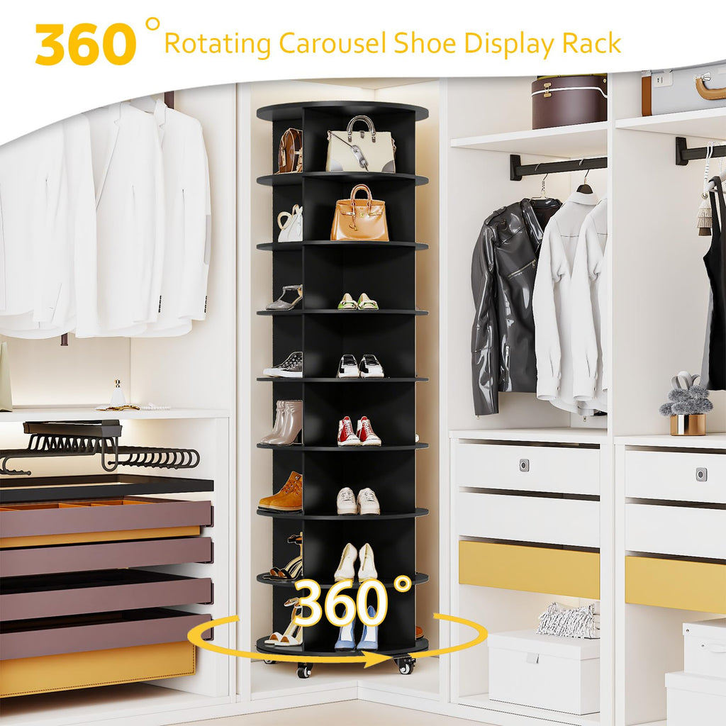 YODOLLA 8 Tier Rotating Shoe Rack Shoe Tower Organizer, Blackbest