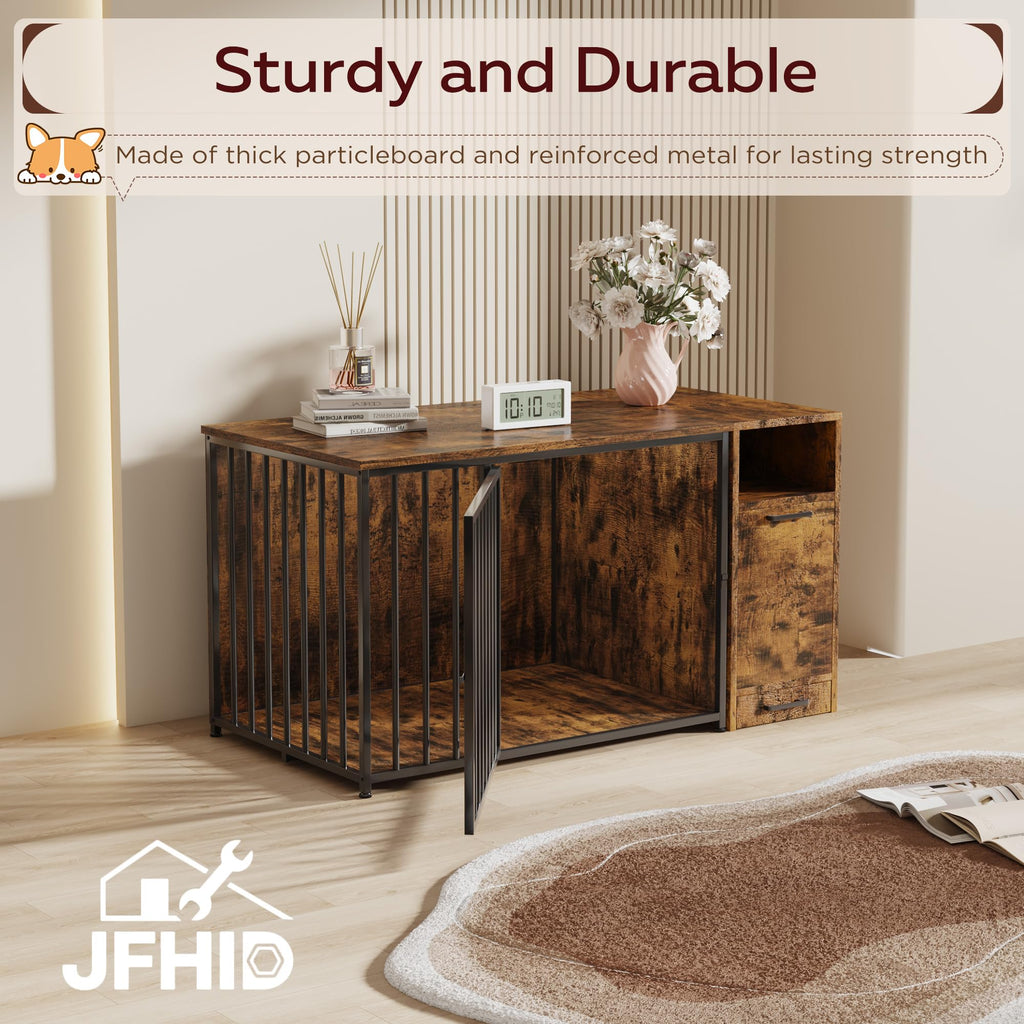 YODOLLA 36 Inch Dog Crate Furniture with Storage Cabinet