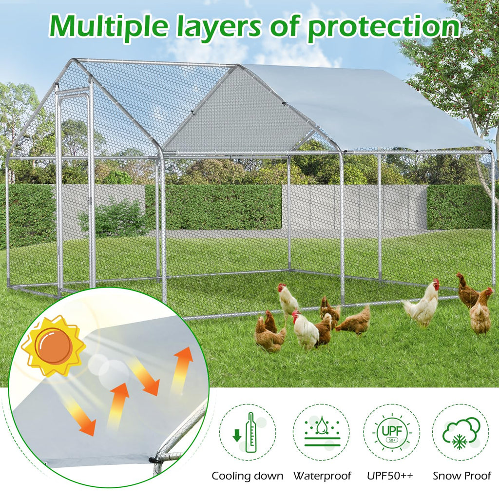 YODOLLA 4m Large Metal Chicken Cage with a pointed roof