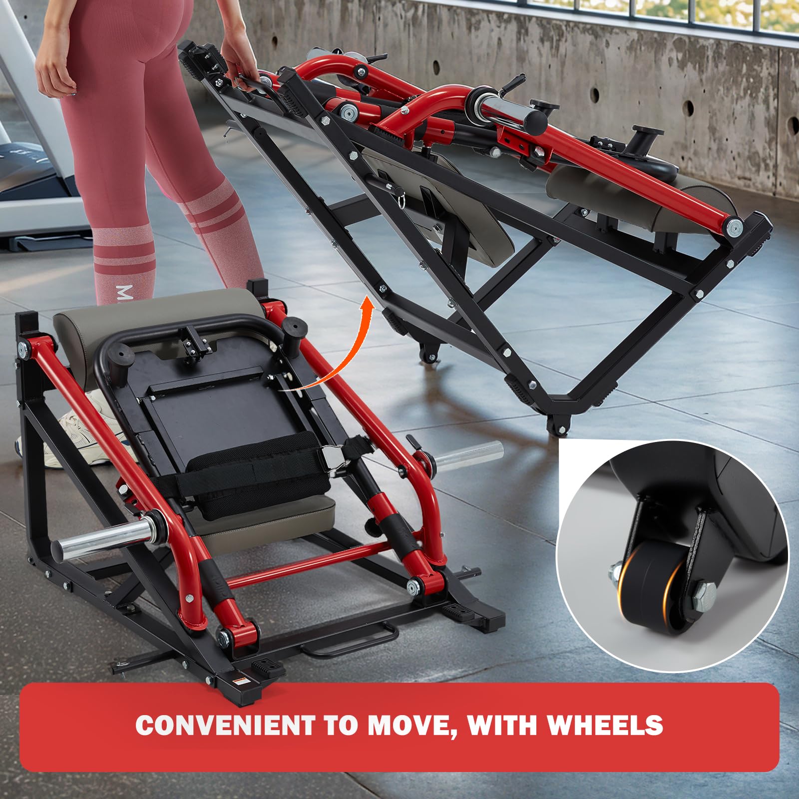 YODOLLA Hip Thrust Machine with Adjustable Footboard, 800LBS Plate-Loaded Glute Bridge Machine