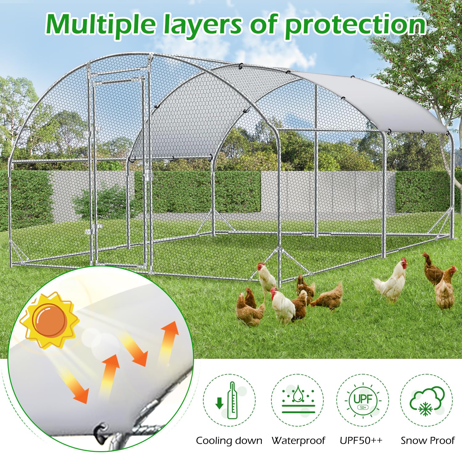 YODOLLA 4m Large Metal Chicken Cage with dome