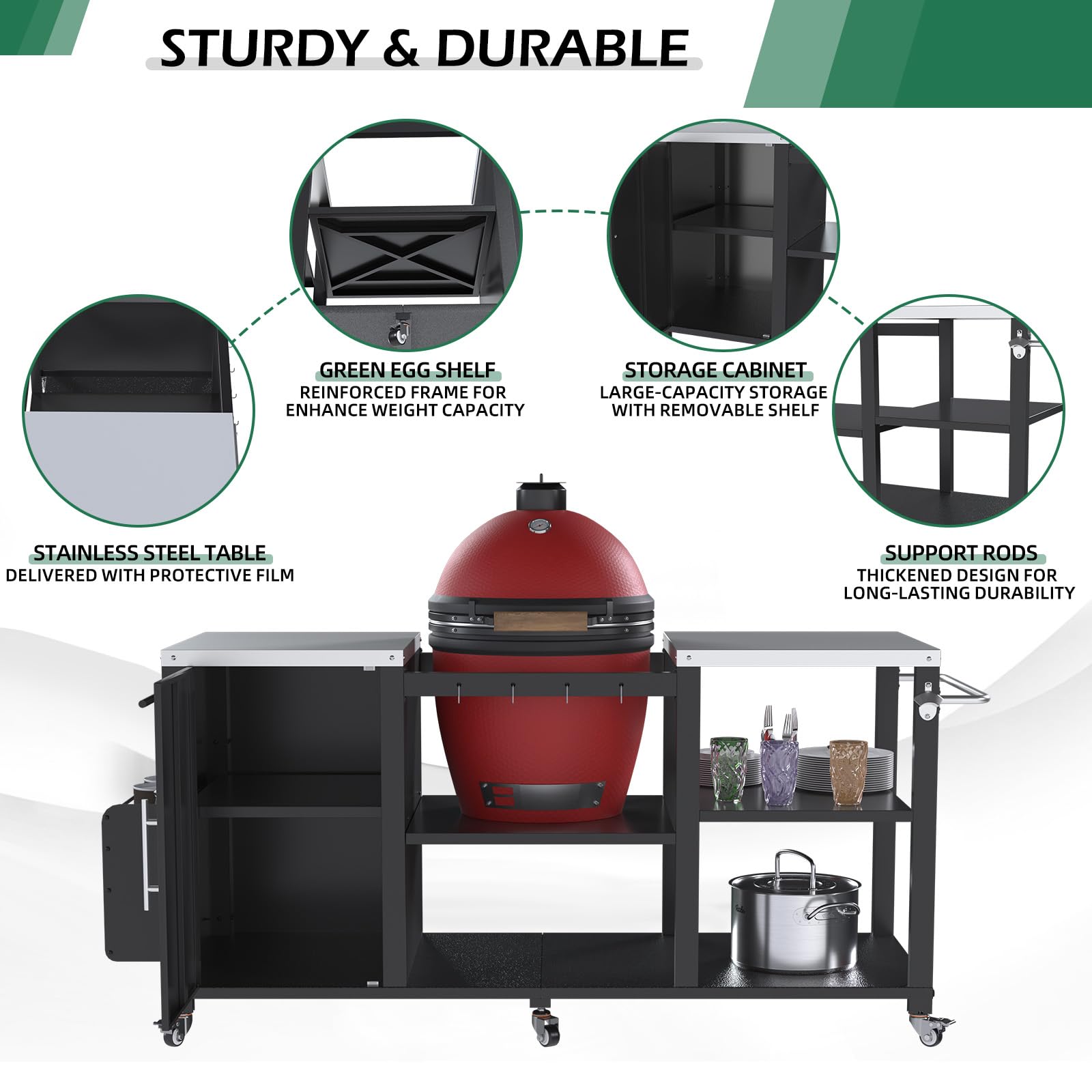 YODOLLA 69.7" Outdoor Grill Table Stainless Steel Grill Cart