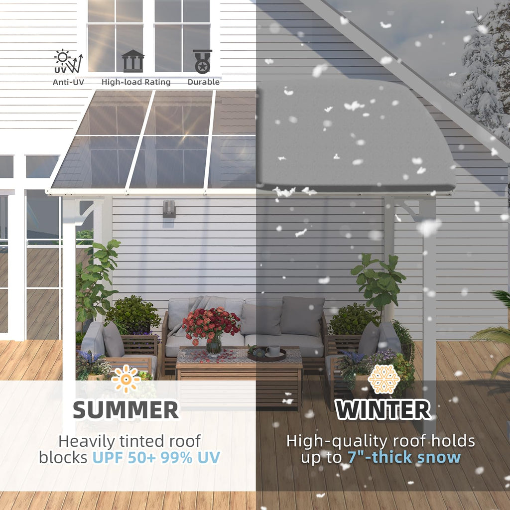 YODOLLA 10' x 10' Pergola Gazebo in White, Small Wall Mounted Pergolas and Gazebos on Clearance, Outdoor Patio Lean to Gazebo Metal Awnings for Deck, Porch, Backyard and More