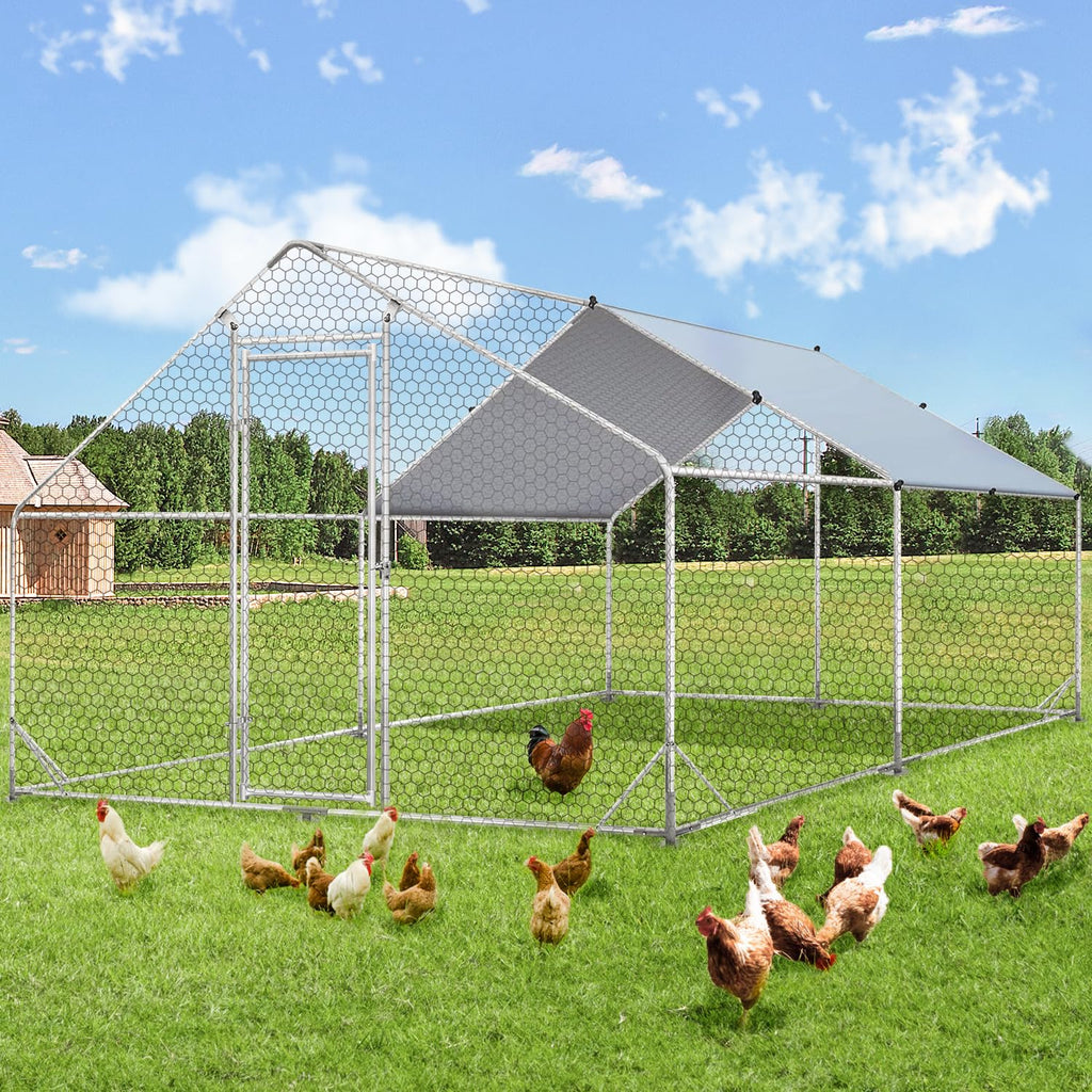 YODOLLA 4m Large Metal Chicken Cage with a pointed roof