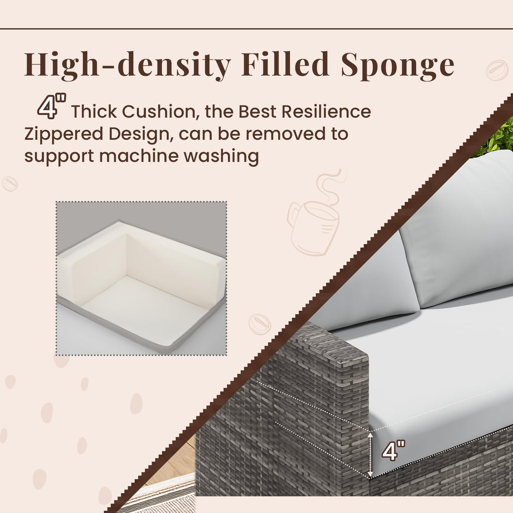 YODOLLA 7 Pieces Outdoor Wicker Rattan Dining Sofa Set, Light Grey