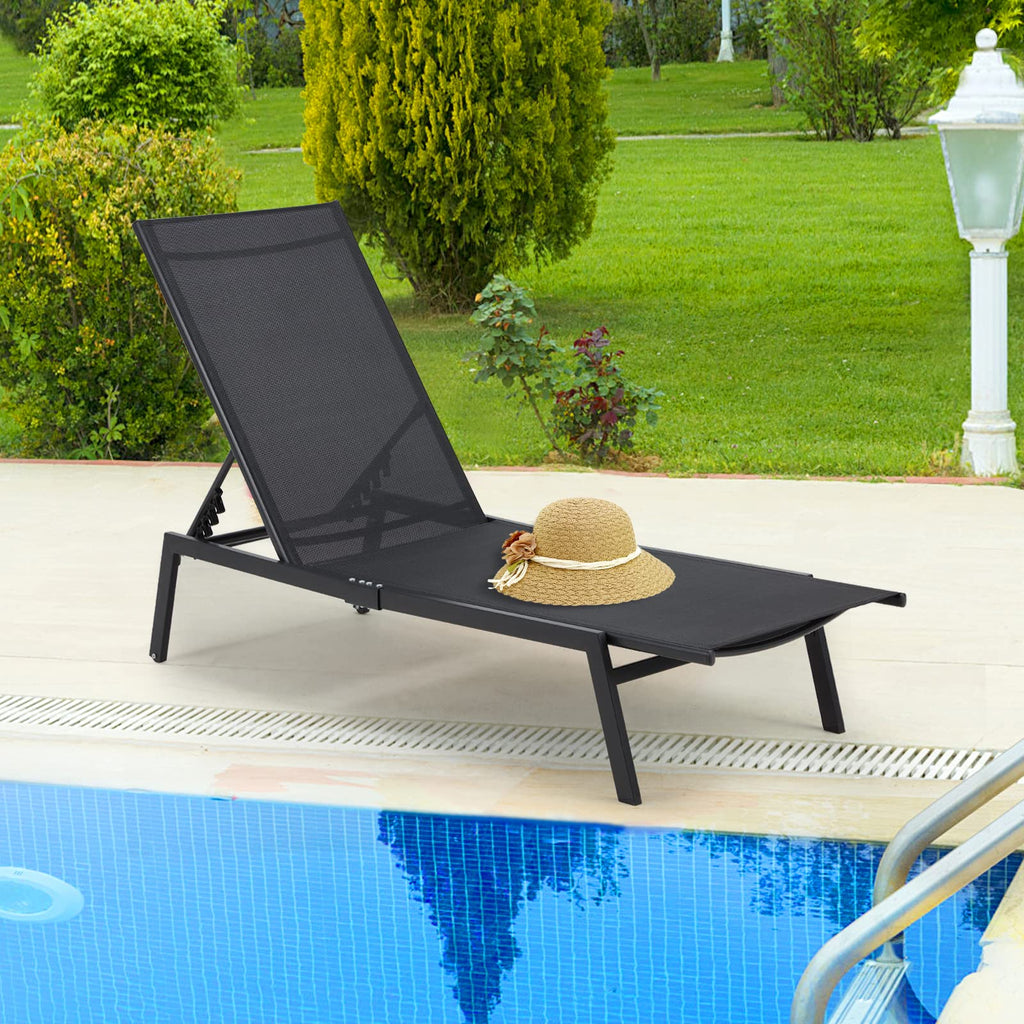 YODOLLA 2 PCS Curved Design Pool Lounge Chairs, Black