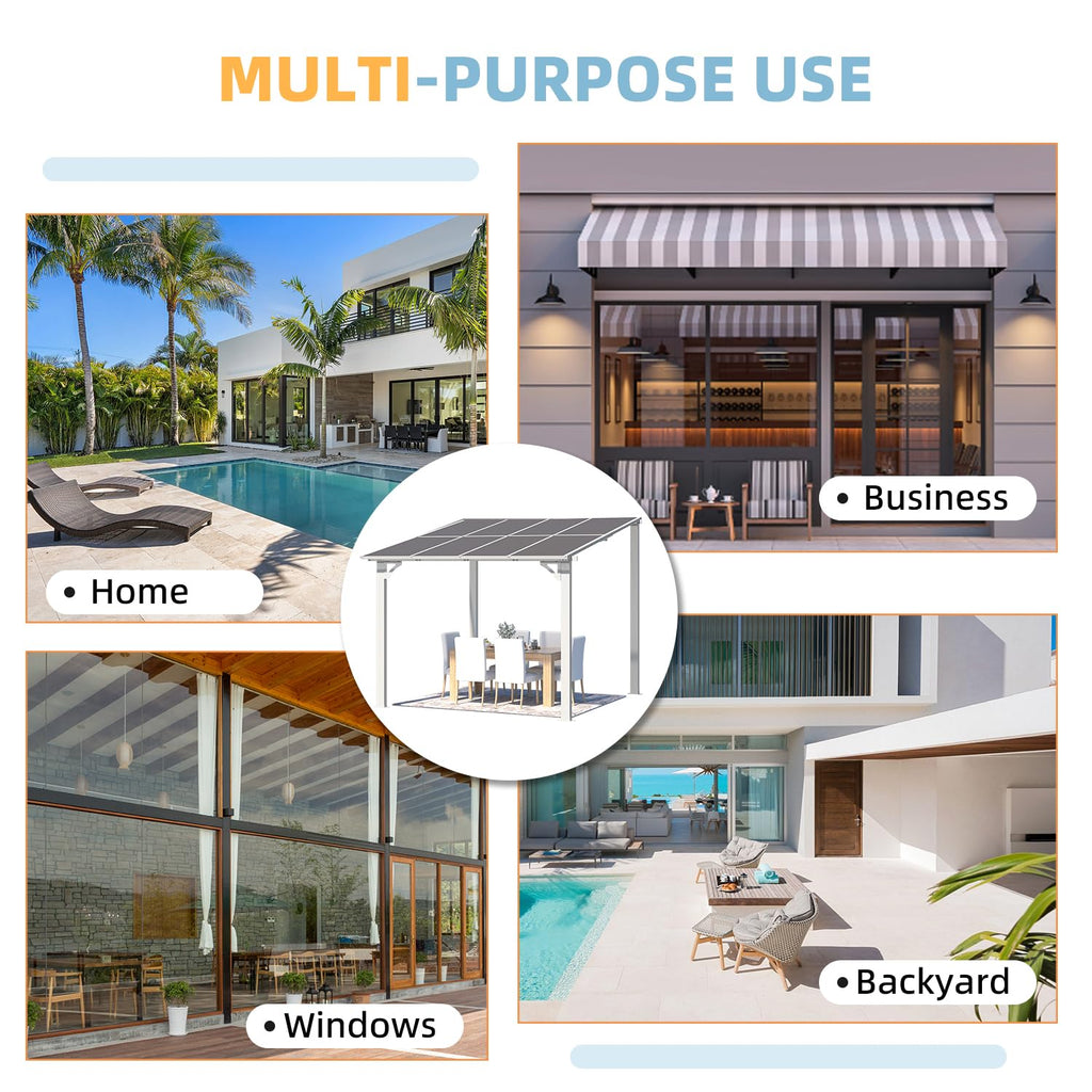 YODOLLA 8' x 8' Lean to Gazebo Pergola for Patio, White