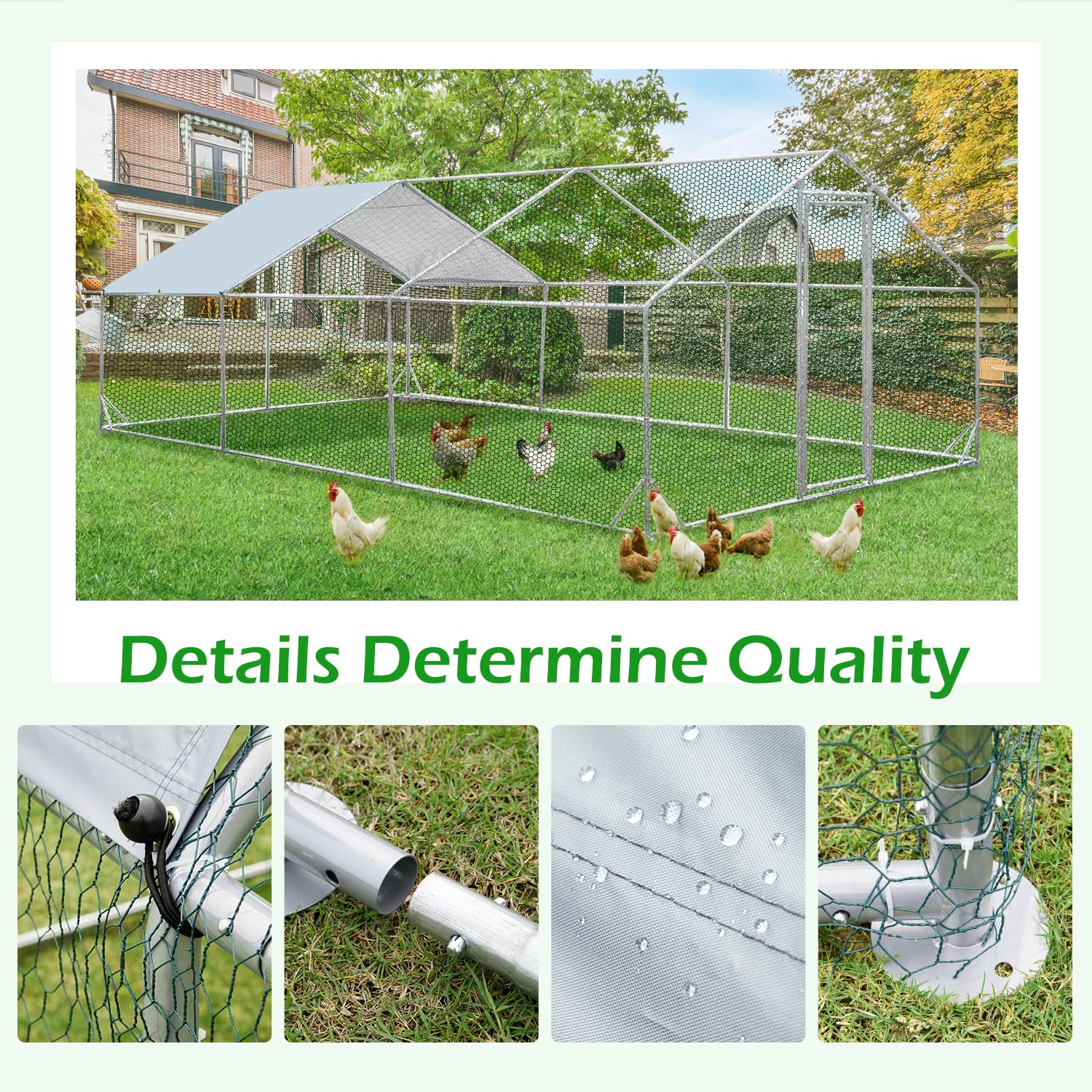 YODOLLA 6M Large Walk-in Metal Chicken Cage