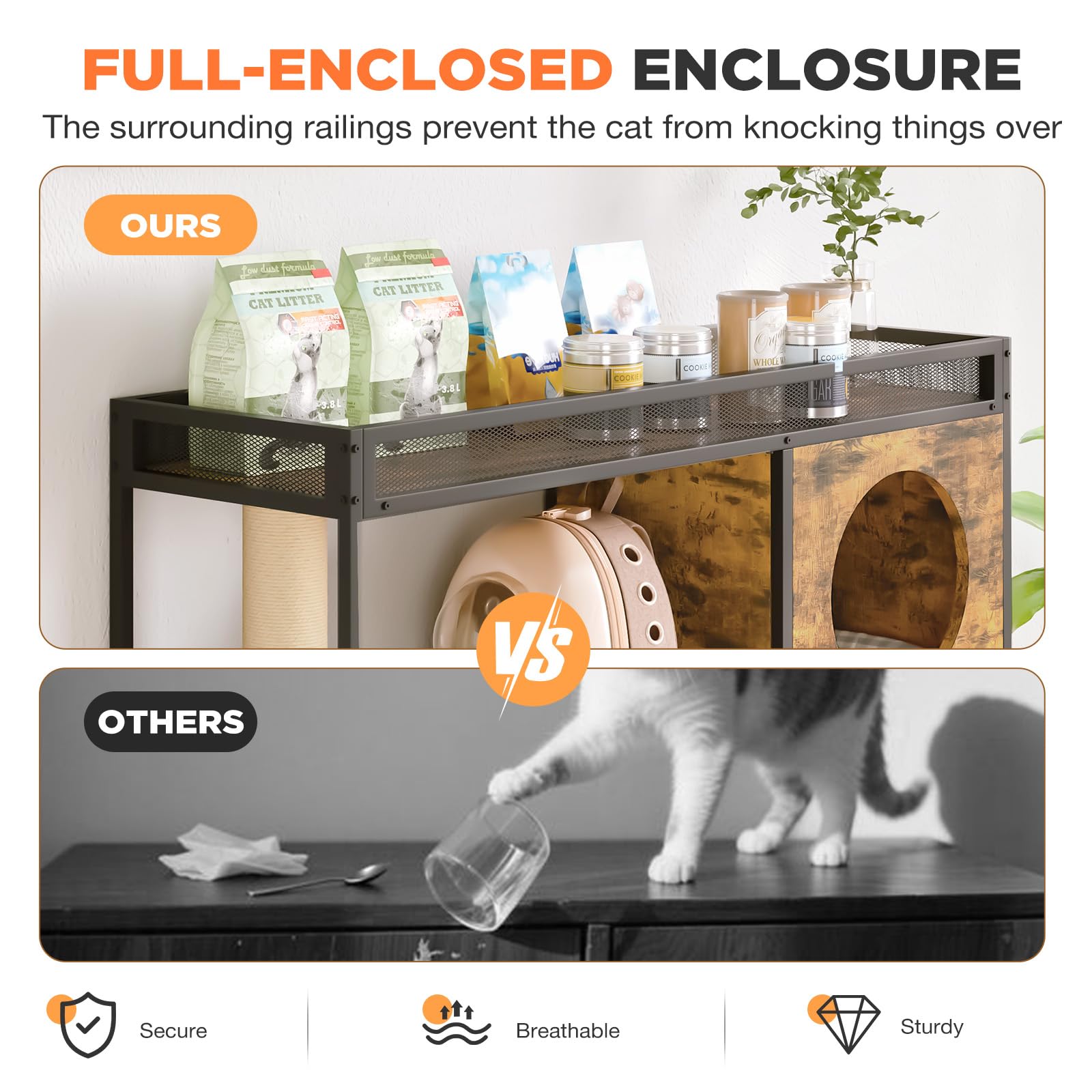 YODOLLA Cat Litter Box Enclosure with Scratching Postbest