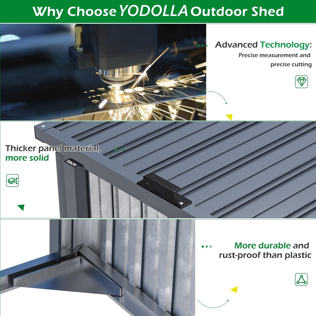 YODOLLA 73 Cu.Ft Outdoor Trash Can Storage Shed for 3 Garbage Cans