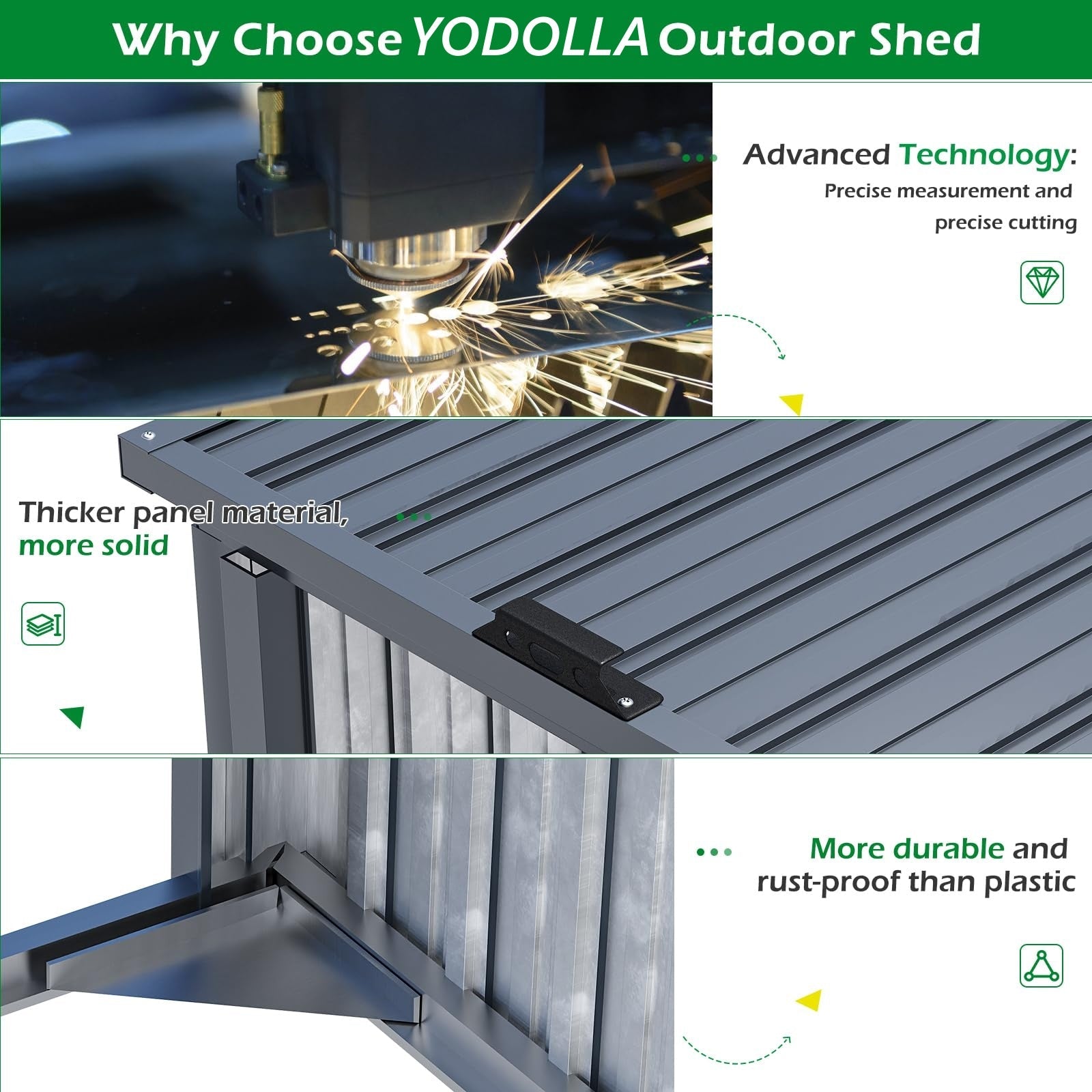 YODOLLA 73 Cu.Ft Outdoor Trash Can Storage Shed for 3 Garbage Cans