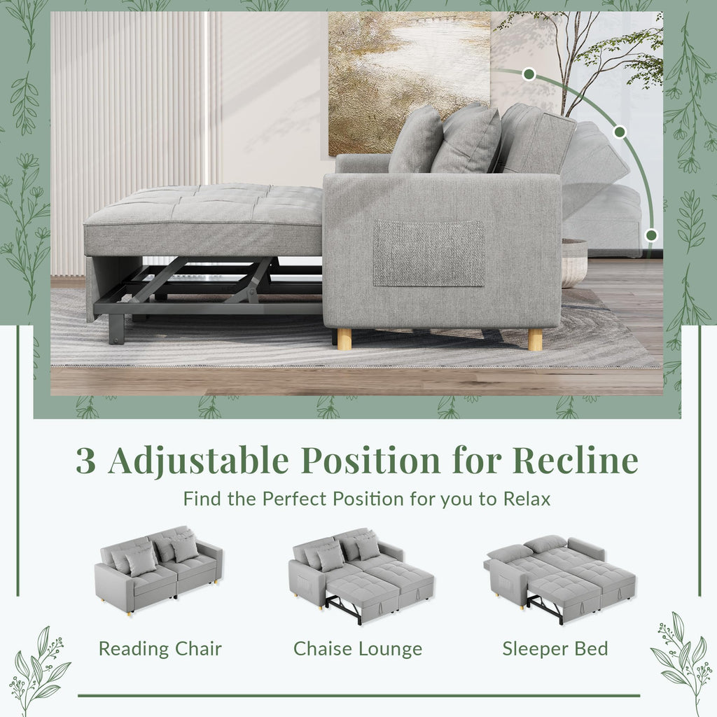 YODOLLA Comfortable 3-1 Convertible Sofa Bed, Gray