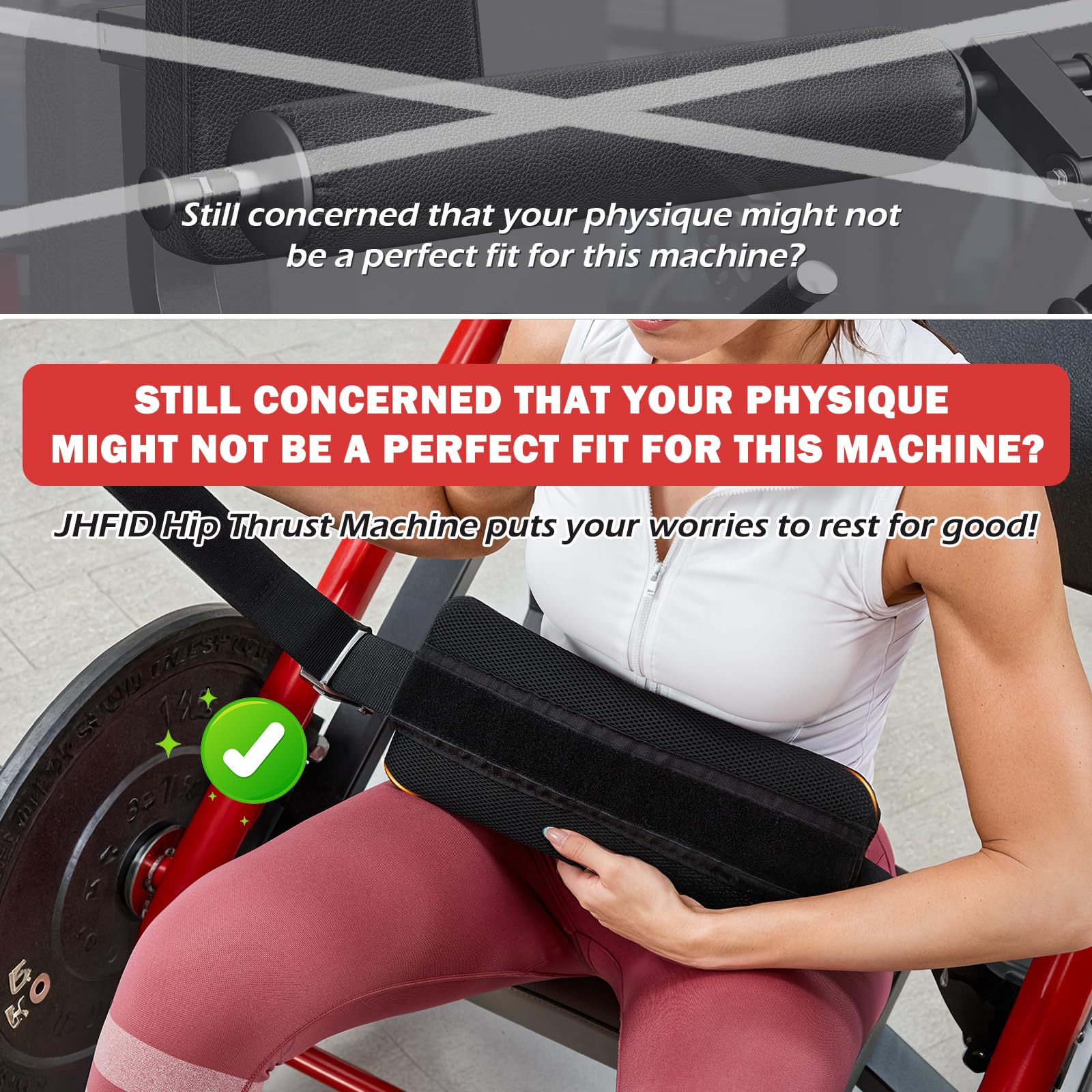 YODOLLA Hip Thrust Machine with Adjustable Footboard, 800LBS Plate-Loaded Glute Bridge Machine