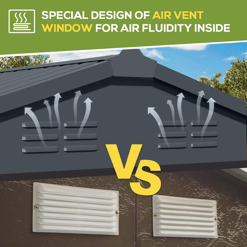 YODOLLA 12' x 14' Outdoor Storage Shed with Sliding Door