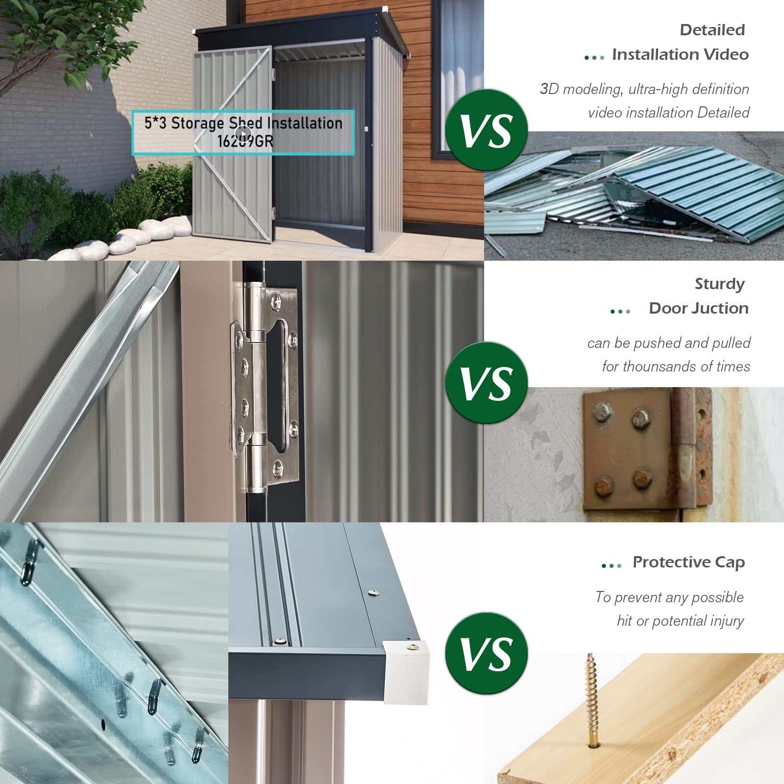 YODOLLA 5'x3' Outdoor Storage Shed