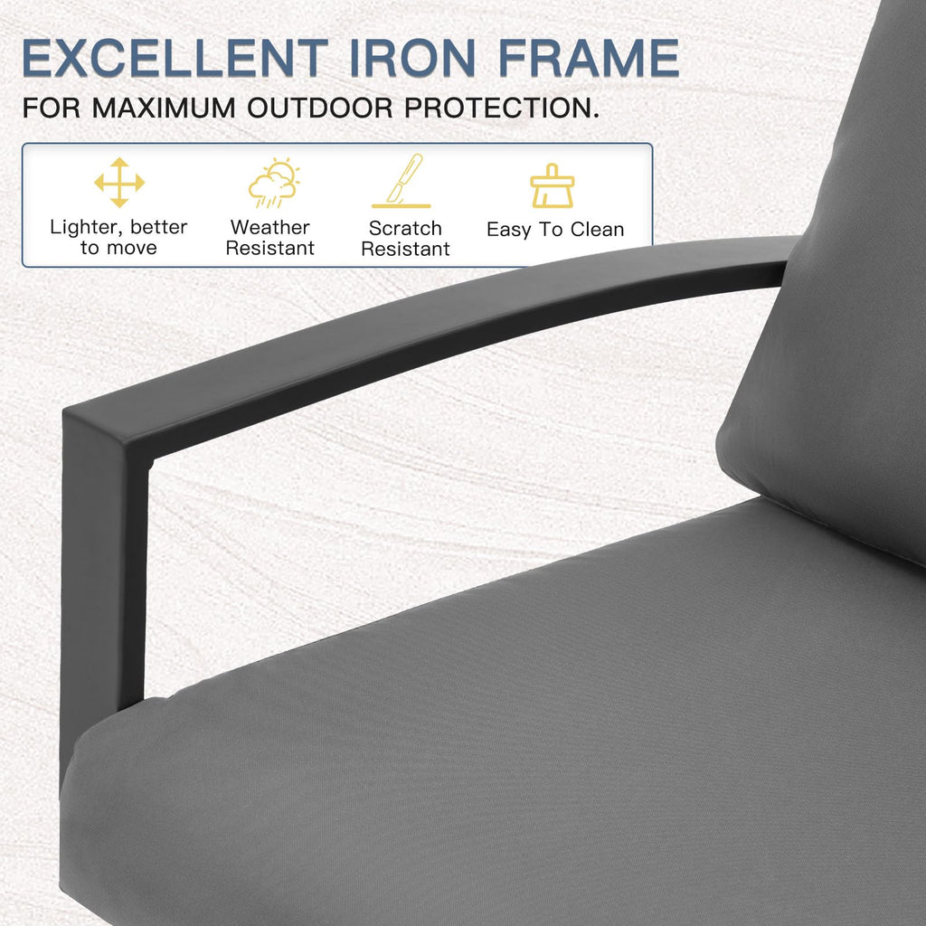 YODOLLA Outdoor Dining Sofa Set w/ Table, Grey