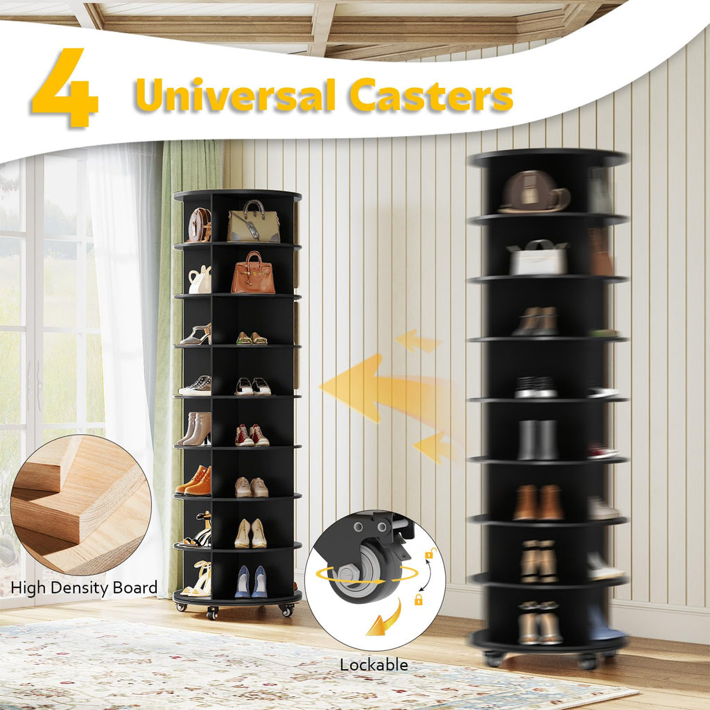 YODOLLA 8 Tier Rotating Shoe Rack Shoe Tower Organizer, Blackbest