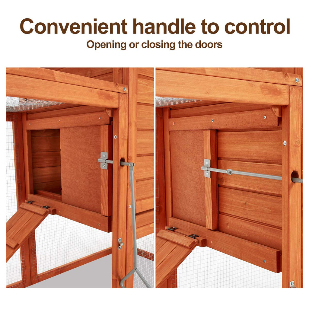 YODOLLA 123“ Chicken Coop Wooden Poultry Cage  for 8-12 Chickens, Natural Wood