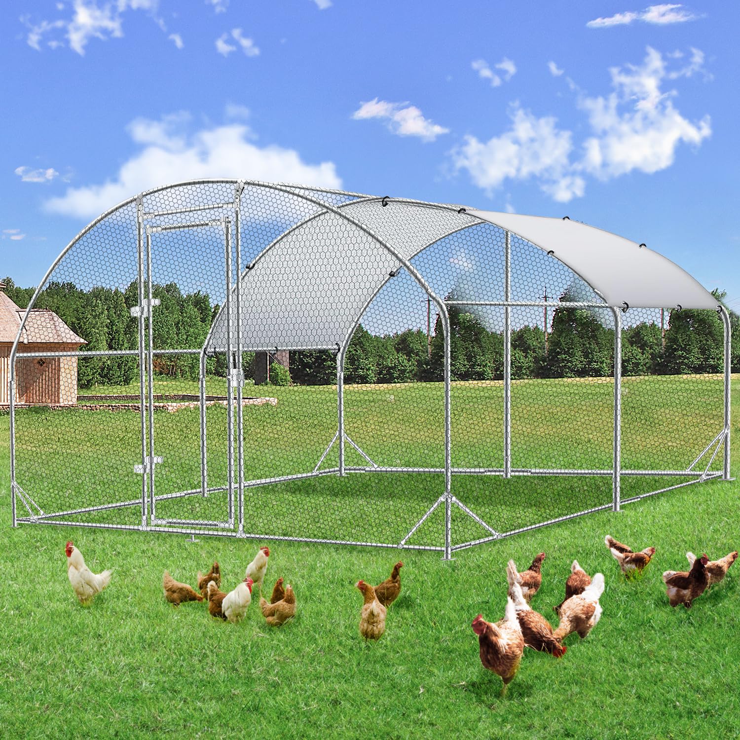 YODOLLA 4m Large Metal Chicken Cage with dome