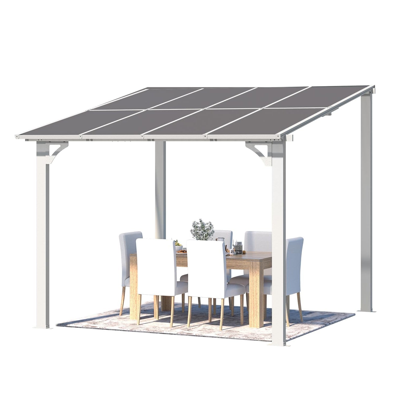 YODOLLA 8' x 8' Lean to Gazebo Pergola for Patio, White